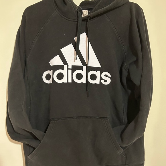 Classic black Adidas hoodie with large logo on the front men’s size medium - Picture 3 of 4